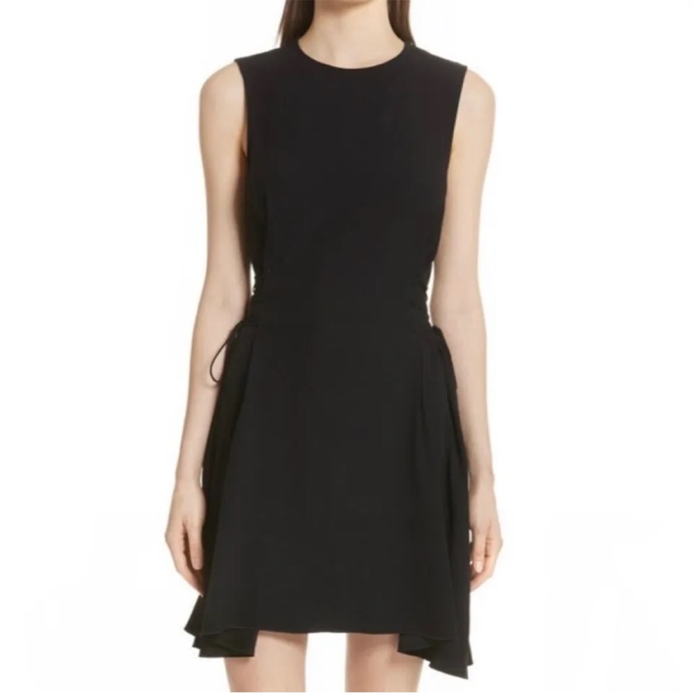 Theory Kensington Side Lace Up Black Dress